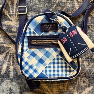 Bath & Body Works Navy and Light Blue Plaid mini Backpack